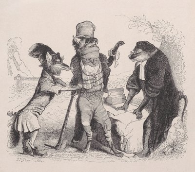 The Wolf pleading against the Fox, in front of the Monkey by Jean Ignace Isidore Gérard