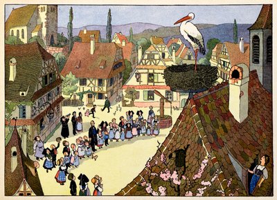 My Village, Those Who Do Not Forget: The Arrival of the Stork by Jean Jacques (1873 1951) Waltz