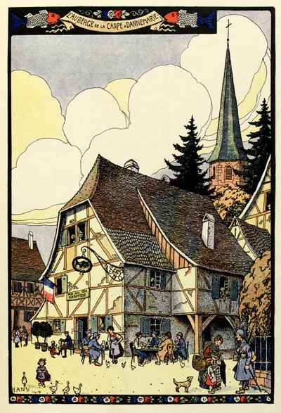 The Tricolor Paradise; Auberge de la Carp in Dannemarie 1917 by Jean Jacques (1873 1951) Waltz