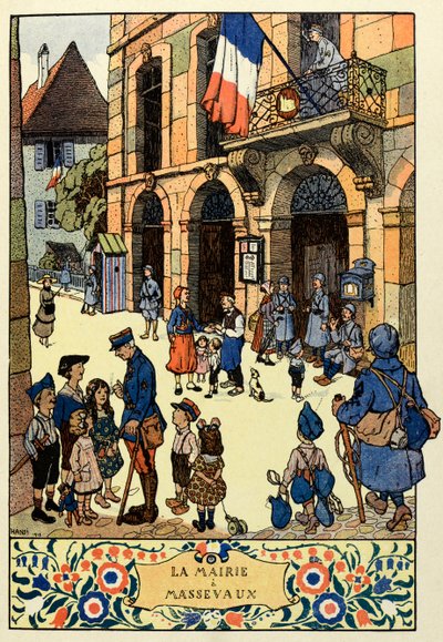 The Tricolor Paradise; The Town Hall of Massevaux 1918 by Jean Jacques (1873 1951) Waltz
