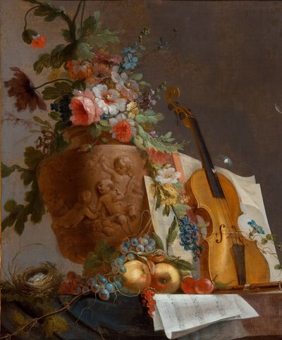 Still Life with Flowers and a Violin, c. 1750 by Jean Jacques Bachelier