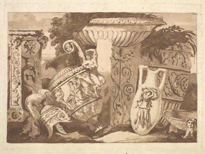 Composition with the Antique Fragments and a Leaning Vase, from Recueil de Compositions, 1782-84 by Jean Jacques Lagrenee