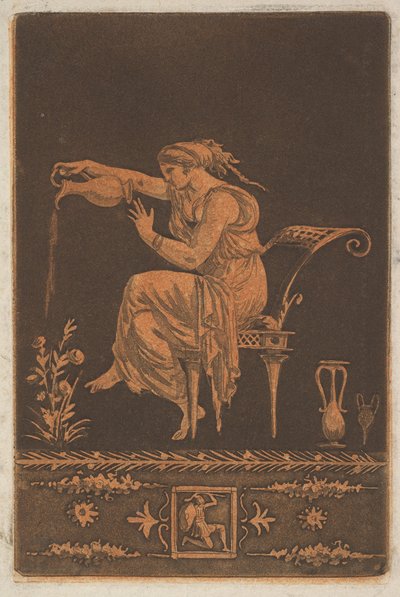 Young Draped Woman, Seated, Watering a Plant by Jean Jacques Lagrenee