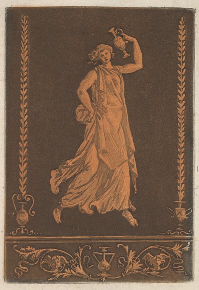 Young Draped Woman Walking from Left to Right, Carrying a Metal Vase by Jean Jacques Lagrenee