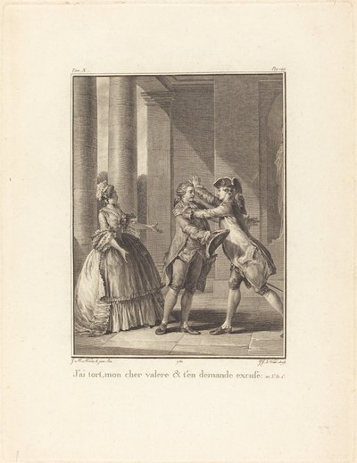 I Am Wrong, My Dear Valère, and I Apologize by Jean Jacques Le Veau after Jean Michel Moreau