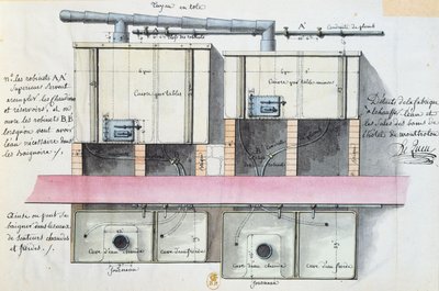 Design for system of heating water at the Hotel de Montholon in Paris, c.1787 by Jean Jacques Lequeu