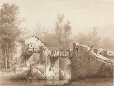 A Country Road across an Ancient Bridge by Jean Jacques de Boissieu