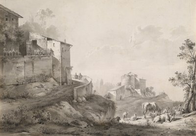 A Sunlit Landscape with Hilltop Houses by Jean Jacques de Boissieu