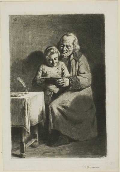 Old Man with a Boy Reading by Jean Jacques de Boissieu