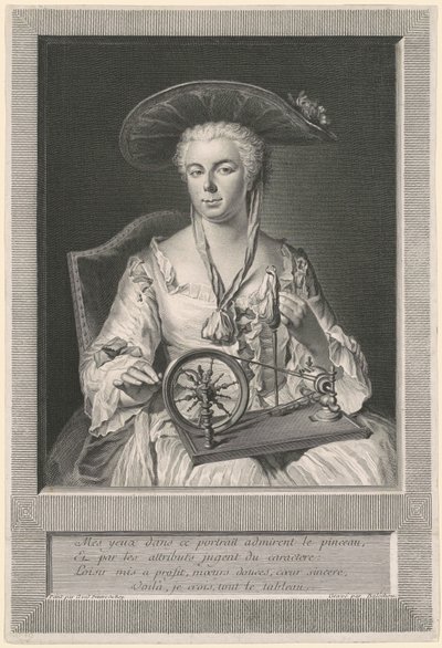 Madame Arlon Spinning Silk by Jean Joseph Balechou, after Jacques Andre Joseph Camelot Aved
