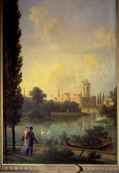 The Castle of Laxembourg, with the Emperor of Austria and Archduchess Marie Louise by Jean Joseph Bidault