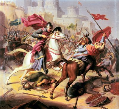 First Crusade: Robert II Duke of Normandy Called Robert Courteheuse Fighting a Muslim Soldier During the Siege of Antioch in 1098 by Jean Joseph Dassy