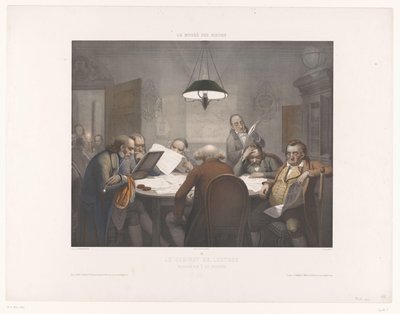 Reading Room with Men Reading at a Round Table by Jean Julien Jacott