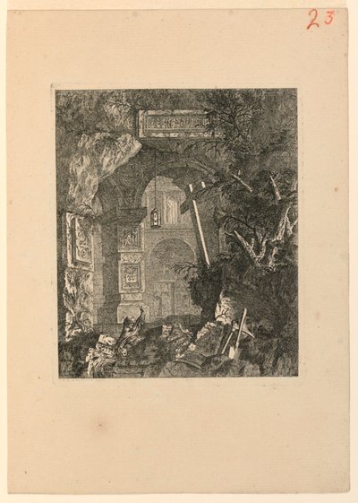 Saint-Francois (?) in a Landscape of Ruins by Jean Laurent Legeay