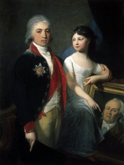 Portrait of Ivan Matveievitch Muravyov Apostol with Daughter by Jean Laurent Monnier by Jean Laurent Monnier