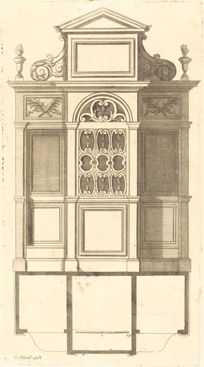 Plan and Elevation of the Most Beautiful Confessionals of Paris, Very Faithfully Measured by Jean Le Blond