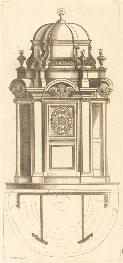 Plan and Elevation of the Most Beautiful Confessionals of Paris, Very Faithfully Measured by Jean Le Blond