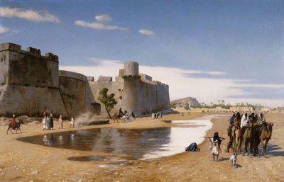 An Arab Caravan outside a Fortified Town, c.1895 by Jean Leon Gerome