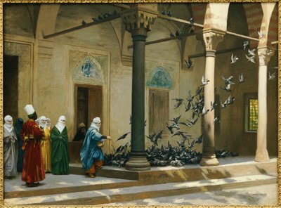 Harem Women Feeding Pigeons in a Courtyard by Jean Leon Gerome