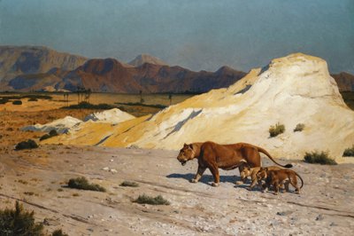 Lioness and Cubs by Jean Leon Gerome