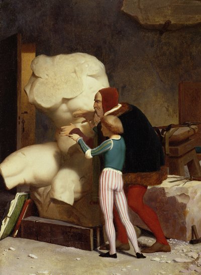Michelangelo Showing a Student the Belvedere Torso by Jean Leon Gerome