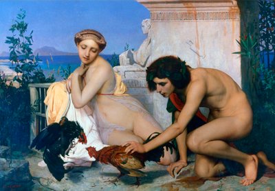 Young Greeks Encouraging Cocks to Fight by Jean Leon Gerome
