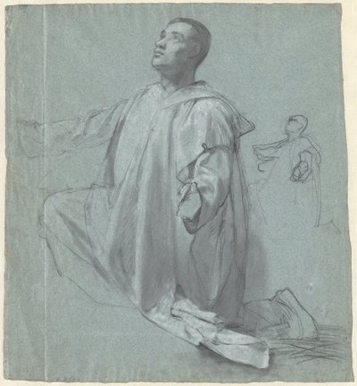 A Young Benedictine Monk Kneeling by Jean Leonard Lugardon