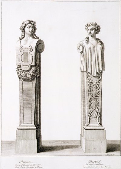 Busts of Apollo and Daphne by Louis Lerambert at Versailles by Jean Lepautre