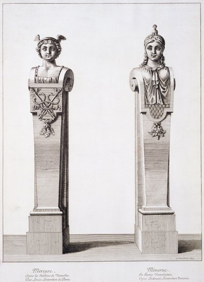Busts of Mercury and Minerva by Louis Lerambert at Versailles by Jean Lepautre