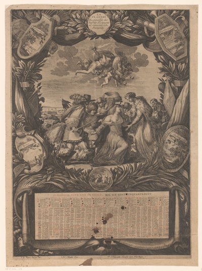 Calendar for 1659: Allegory on the Submission of Flanders to Louis XIV by Jean Lepautre