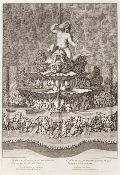 Fountain with cupid by Gaspar Marcy at Versailles by Jean Lepautre
