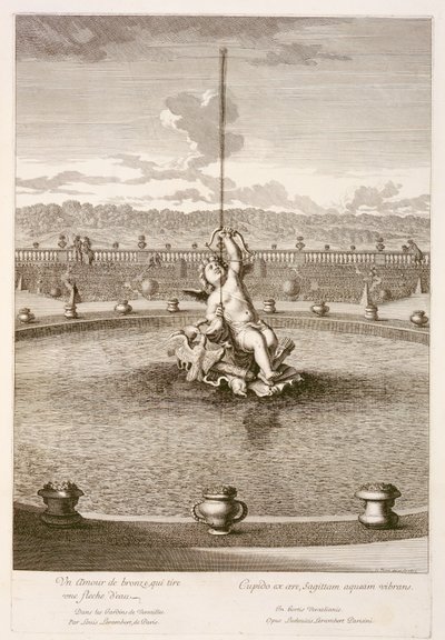 Fountain with cupid firing a water jet arrow, designed by Louis Lerambert, at Versailles by Jean Lepautre