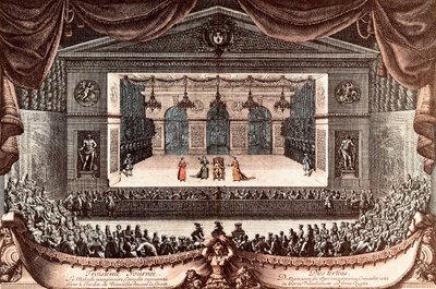 The Imaginary Invalid by Moliere in Versailles (coloured engraving) by Jean Lepautre