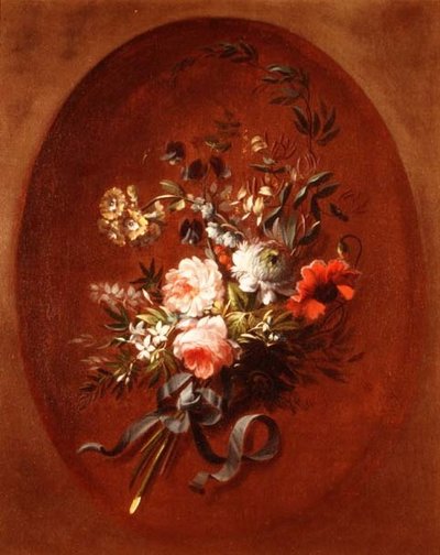Bouquet of roses, poppies and other flowers by Jean Louis (attr. to) Prevost