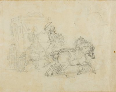 A Stagecoach Drawn by Five Horses by Jean Louis André Théodore Géricault