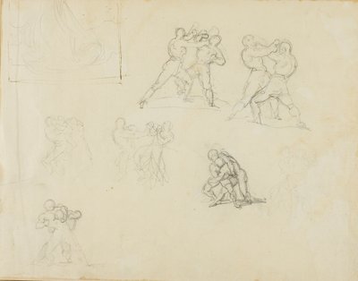 Seven Sketches of Pairs of Boxers or Wrestlers by Jean Louis André Théodore Géricault