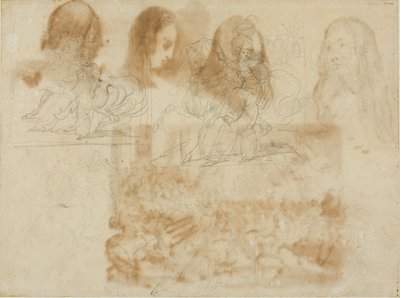 Six Sketches of a Chasseur Beside His Horse by Jean Louis André Théodore Géricault