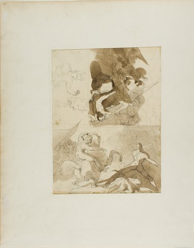 Sketches for a Cavalry Battle by Jean Louis André Théodore Géricault