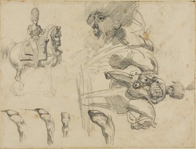 Sketches of Horses, Soldiers, and Hooves by Jean Louis André Théodore Géricault