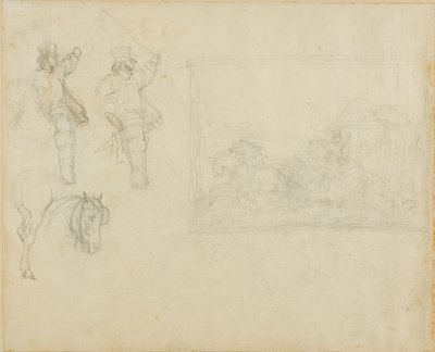 Sketches of Postillions and a Stagecoach by Jean Louis André Théodore Géricault