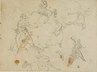 Studies of Blacksmiths and Horses by Jean Louis André Théodore Géricault