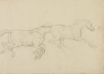 Two Horses Galloping to the Right by Jean Louis André Théodore Géricault