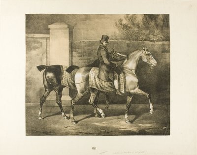 Two Horses Walked by a Jockey by Jean Louis André Théodore Géricault