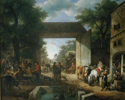 A Market at the Gates of an Inn by Jean Louis De Marne