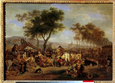 Fair at the entrance of a village by Jean Louis Demarne