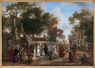 The Corpus Christi procession in a village by Jean Louis Demarne