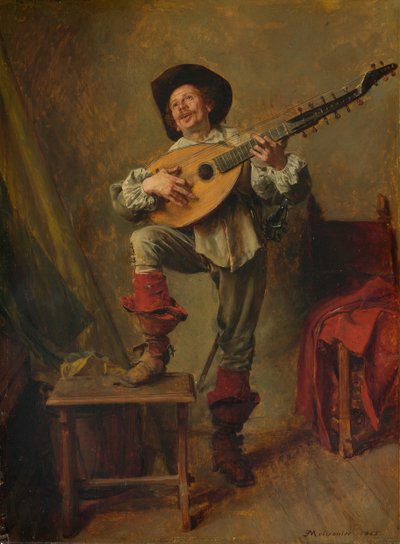 Soldier Playing the Theorbo, 1865 by Jean Louis Ernest Meissonier