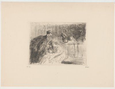 Lawyer with Clients in Court by Jean Louis Forain (signed by artist)