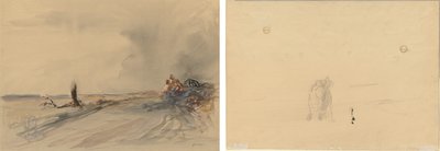 Devastated Land (recto); Figures in a Landscape (verso) by Jean Louis Forain
