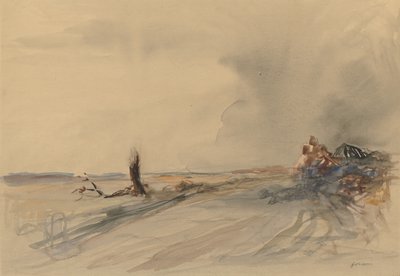 Devastated Land (recto), Figures in a Landscape (verso), c. 1919 by Jean Louis Forain